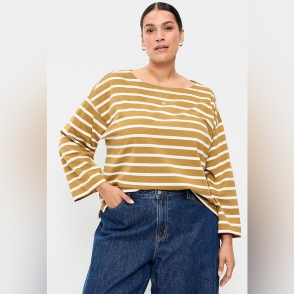 NEW…Striped Boatneck Long Sleeve Top